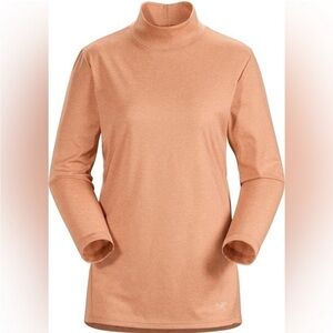 Arc'teryx Lumin Mock Neck High Neck Turtle Neck Top Orange Womens Large